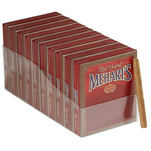 Agio Mehari's Cigarillos Sweet Orient 10/20Pk, pack of red and gold cigarillos with one outside the pack showing its sweet Orient flavor
