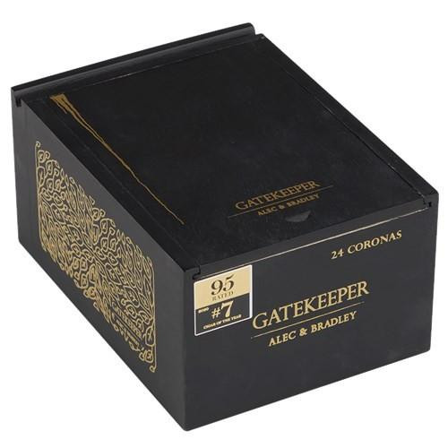 Alec Bradley Alec & Bradley Gatekeeper Corona Cigars 20Ct. Box, black box with gold accents and branding.