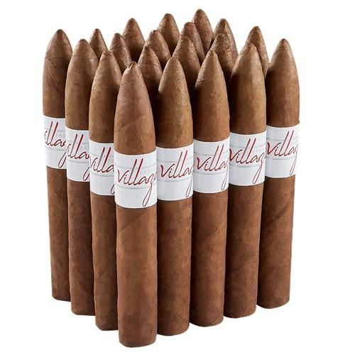 Villazon Natural Cigars, a bundle of high-quality cigars with brown wrappers and white bands with red Villazon logo.