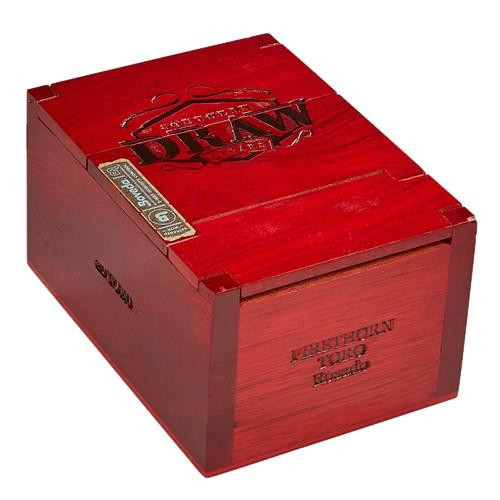 Southern Draw Firethorn Habano Rosado Cigars, red wooden cigar box with brand logo and product name on the top and side.