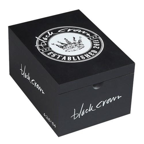 Black Crown Torpedo Cigars 20Ct. Box, black packaging with white logo and signature, compact cigar box for Black Crown torpedo cigars.