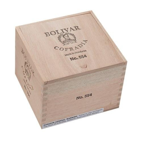 Bolivar Cofradia No. 554 Robusto Cigars 24Ct. Box, wooden cigar box with Bolivar logo and branding, rectangular packaging.