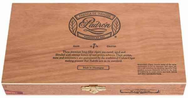 Padron 1964 Anniversary Series Principe Maduro Cigars 25Ct. Box, wooden cigar box with Padron logo and description printed on the lid.