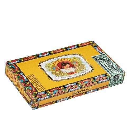 Cuesta-Rey Centenario Robusto #7 Cigars 10Ct. Box, colorful tobacco cigar box with a vintage label featuring a woman and cigars.