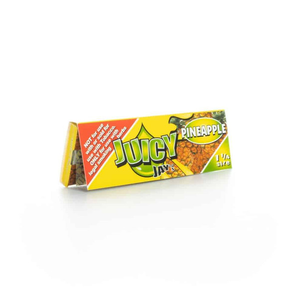 Juicy Jay Rolling Papers Pineapple 1 1/4 24Ct, colorful pack of rolling papers with pineapple flavor branding.