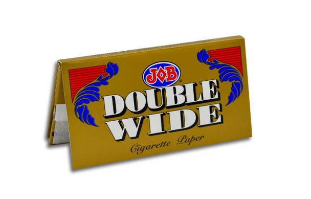 Republic Group JOB Cigarette Papers Double Wide 24Ct, gold-colored cigarette rolling papers pack with blue and red accents and bold white lettering.