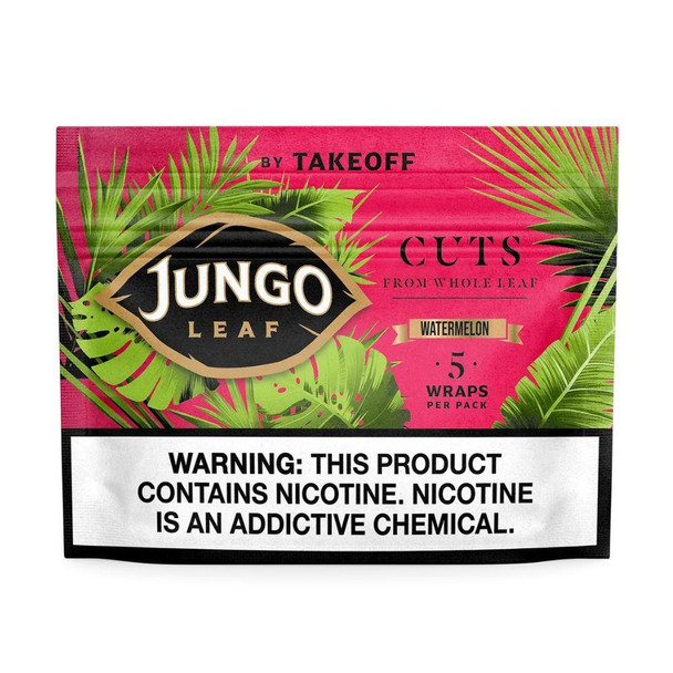 Altadis Jungo Leaf Cuts Tobacco Wraps 10/5, colorful packaging with tropical leaf illustrations and warning label.