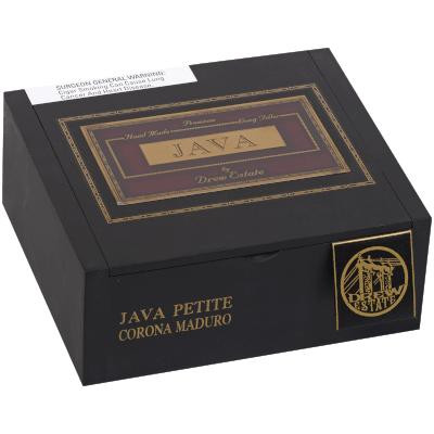 Drew Estate Java By Drew Estate Cigars Petit Corona Maduro 40 Ct. Box, black box with gold and brown accents, featuring the Java logo and product details.