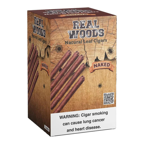 Altadis Real Woods Natural Leaf Cigars 8/5Ct, natural leaf cigars in a box with a wood grain design and warning label.
