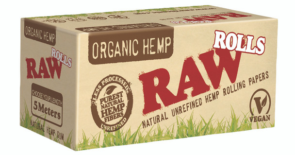 RAW Organic Hemp Rolling Papers 5 Meter Rolls KingSize Slim