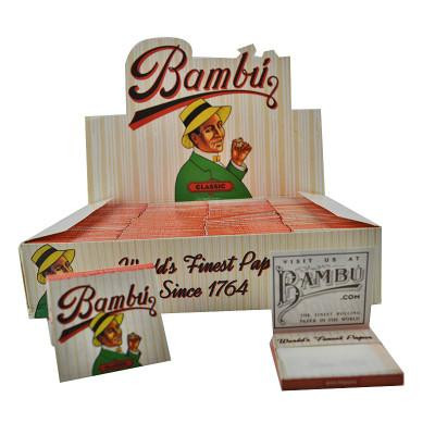Big Bambu Cigarette Papers, 100-count pack of popular rolling papers with vintage-style packaging and a mascot illustration.