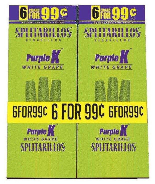 Splitarillos Purple K (White Grape) Cigarillos 30 Pouches of 3
