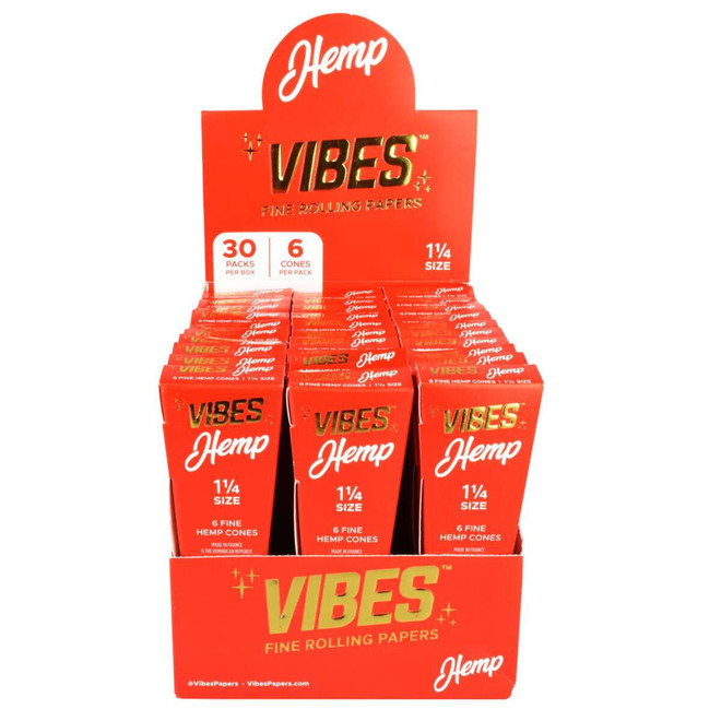 VIBES Hemp Cones 1 1/4 | 30pc Display VIBES Hemp Cones 1 1/4 | 30pc Display