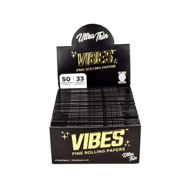 VIBES Ultra Thin Rolling Papers Kingsize Slim | 50pc Display
