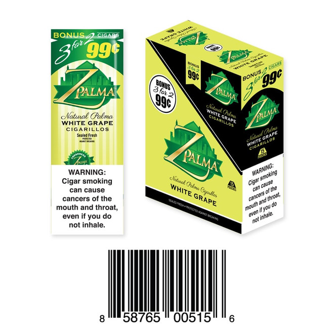 Z Palma Natural Cigarillo Foil Pack White Grape Z Palma Natural Cigarillo Foil Pack White Grape