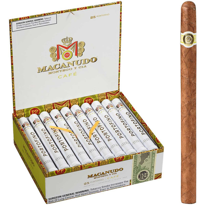 Macanudo Cigars Cafe Portofino Tubos 25 Ct. Box 7.00X34