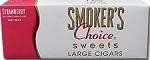 Prime Time Smokers Choice Filtered Cigars Strawberry, product packaging with red and white design and product name displayed.