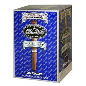 Swisher International Bluntville Cigars Blueberry, packaging with a blueberry flavored cigar inside, 25 cigars included.