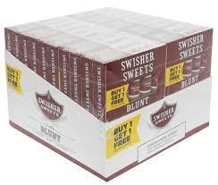Swisher International Swisher Sweets Blunt Cigars Pack B1G1, cardboard pack containing multiple cigar packages with promotional buy one get one free offer