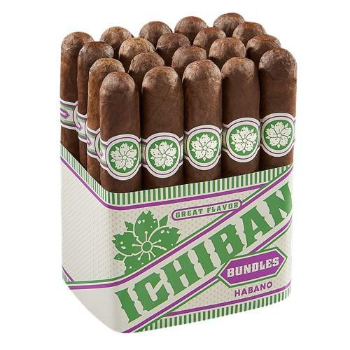 Room 101 Ichiban Habano Cigars, pack of cigars in a white and green pack with purple accents, featuring the brand name and floral logo.