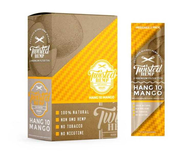 Twisted Hemp Wraps Hang 10 Mango 15 Pouches of 2
