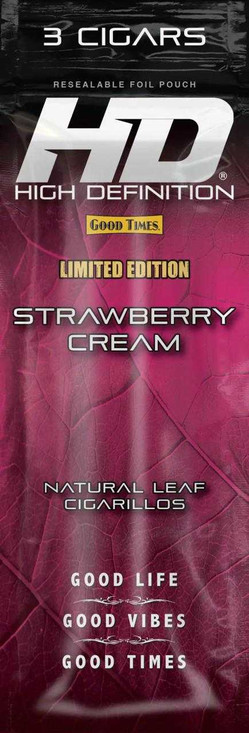 Good Times #HD Cigarillos Strawberry Cream 15 Pouches of 3