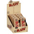 RAW Classic 1 1/4 Tins Caddy, a display of RAW Classic rolling tobacco tins arranged in a cardboard box with branding and product information.