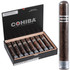 Cohiba Cigars Black Robusto Crystal 8 Ct. Box 5.50X50, image showing a black box containing eight cigars and a single cigar in a transparent tube.