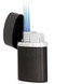 Quality Importers Humidors Lotus - T3 Table Top Cigar Lighter, close-up of black and white cigar lighter with flame igniting