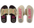 RAW Pocket Sandal 12PK Size 8-13, set of twelve beige and black sandals with adjustable straps and durable soles.