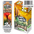 National Almond Honey Double Platinum Blunt Wraps Mello Mango, packaging box with orange and yellow flames design and two cigar wraps shown.