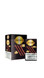 Throwback Natural Leaf Cigars Black Velvet Box 8 Packs of 5, product image showing a black box containing packs of cigars with the Throwback logo, and a close-up of the cigars.