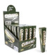Vibes Rolling Paper Vibes Cubano King Size Organic Hemp Cone Display 24ct, display of 24 packs of organic hemp cone rolling papers in green packaging with white and gold accents.