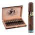 Drew Estate Deadwood Fat Bottom Betty Cigars 10 Ct. Box, a wooden cigar box with 10 cigars inside and a single Fat Bottom Betty cigar standing upright beside it.