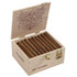 Alta Gracia Irish Creme Cigars 50Ct. Box, open wooden box containing multiple cigars with a natural finish and a hinged lid engraved with the Alta Gracia logo.