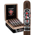 AJ Fernandez Ave Maria Argentum Double Robusto Cigars 10Ct. Box, close-up of a single robusto cigar with detailed branding and shield logo.