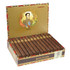 Bolivar Churchill Cigars 25Ct. Box, opened box showcasing rows of cigars with ornate packaging and vintage design.