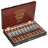 General Cigar Mayans M.C. by CAO Cigars 10Ct. Box, a wooden box containing ten cigars with decorative bands inside a luxurious presentation box.