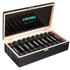 General Cigar Cohiba Black Gigante Cigars 20Ct. Box, an open black and beige cigar box containing twenty black cigars with silver and white branding.