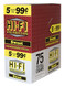 Hi-Fi Cigarillos 15/5Ct, box of sweet flavored cigarillos with a red and white packaging featuring yellow and black text and imagery.