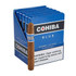Cohiba Blue Pequeno Cigarillos 30Ct. Pack, featuring a single cigarillo next to the blue packaged box of cigarillos.