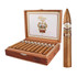 Padron Series Damaso #34 Torpedo Cigars 20Ct. Box, an open wooden cigar box containing 20 cigars with a single cigar placed outside the box, showcasing the product.