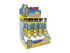 Raw Lyrical Lemonade Bud Wraps - 12Ct Display, display of lemon-flavored cannabis wraps in yellow and blue packaging in a cardboard stand