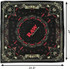 RAW Bandana Black, black bandana with red, white, and beige decorative patterns and the RAW logo in the center.