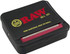 RAW Roll Box 70mm Single Wide, black tin box designed for rolling papers with a red dispensing edge and printed with RAW logo and branding.