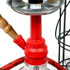 The Chico MYA Hookah with wire basket, featuring a red base and a metal bowl for smoking, with a wooden handle and flexible red hose.