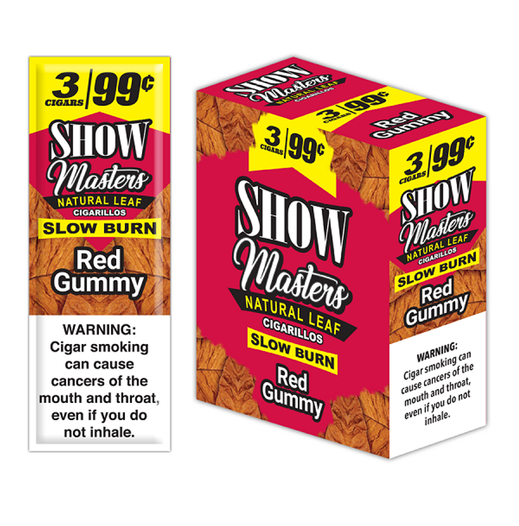 Show Masters Natural Leaf Cigars Red Gummy 15 Packs of 3