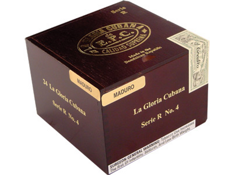 La Gloria Cubana Cigars Serie R No. 4 Maduro (No Cello) 24 Ct. Box 4.88X52