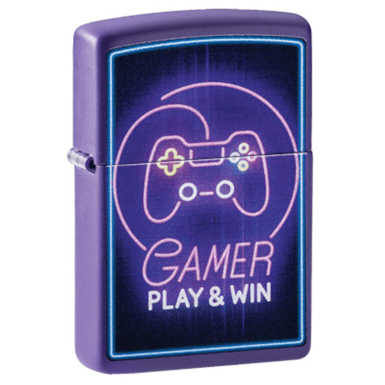 Zippo Neon Video Game Controller Purple Matte Lighter