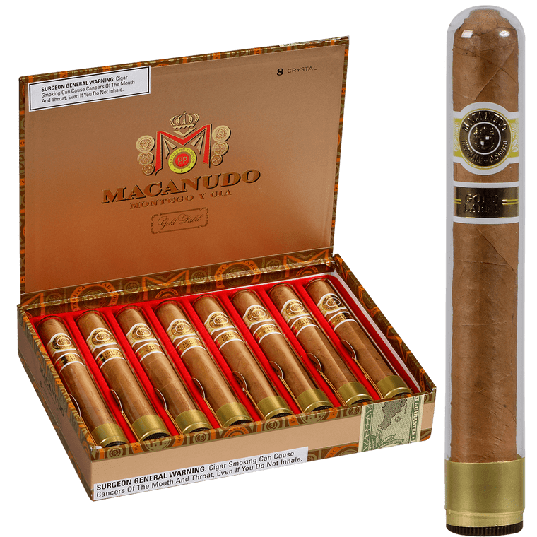 Macanudo Cigars Gold Label Crystal Tubos 8 Ct. Box 5.50X50